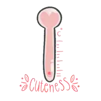 a thermometer with a heart on it and the word cuteness written below it