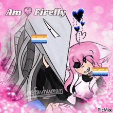 a drawing of a girl and a robot with the words am firefly