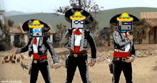 a group of mariachis are dancing in a desert with the caption nerdylooking