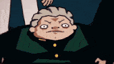 a close up of a cartoon character 's face with ad written on the bottom