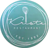 a logo for krista restaurant shows a whisk and spoon