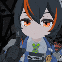a cartoon character with the word pubsec on her chest