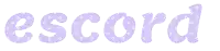 the word escord is written in purple letters with white dots