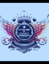 a logo for divisi 20 be community has wings and a crown
