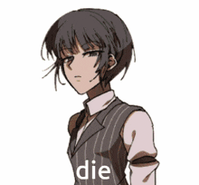 a drawing of a girl with the word die written on her chest