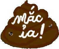 a pile of brown poop with the word mac written in white