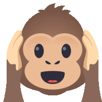 a monkey covering its ears with its hands and smiling