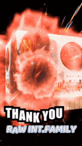 a thank you raw int.family advertisement with a box in the background