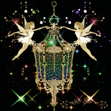 a picture of two fairies holding a lantern that says j.s. san on the bottom