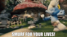 The Smurfs Smurf For Your Lives GIF - The Smurfs Smurf For Your Lives Run For Your Lives GIFs