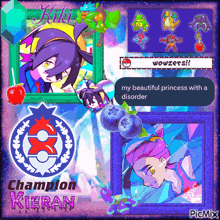 a picture of a cartoon character with the words champion kieran on it