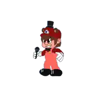 a cartoon character holding a microphone and wearing a top hat with the letter k on it