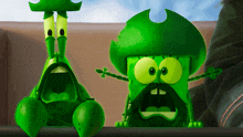 a green cartoon character with a beard and a hat