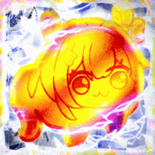 a colorful drawing of a girl with glasses and a flower on her head