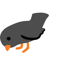 a cartoon bird with orange legs and a black tail