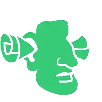 a cartoon tree with green leaves and a blue base