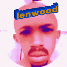 a close up of a man 's face with the name lenwood on top
