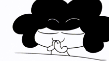 a black and white drawing of a cartoon character with a large afro