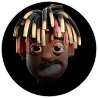 a close up of a cartoon character 's face with dreadlocks and a funny face .