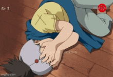 a cartoon of a person laying on the floor with the words ep 2 on the top