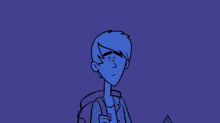 a cartoon drawing of a man 's face with blue hair