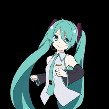 a drawing of a girl with green hair and a tie