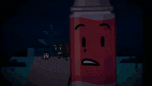 a cartoon drawing of a bottle with a sad face