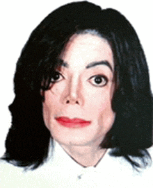 a close up of a person 's face with black hair