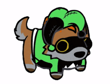 a drawing of a dog wearing a green hat