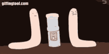 a cartoon of two worms standing next to a water cooler with the website giffingtool.com in the corner