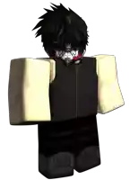 a 3d model of a roblox character with black hair