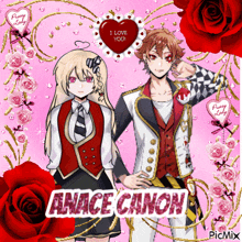 a picture of a girl and a boy with the name anace canon on the bottom
