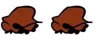 a cartoon drawing of a pair of brown eyes on a white background