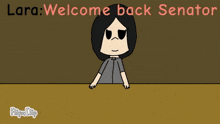 a cartoon drawing of a girl with the words welcome back summer written on it