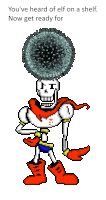 a pixel art of papyrus with a virus on his head and the words you 've heard of elf on a shelf