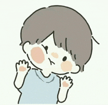 a cartoon drawing of a boy with a cat paw on his face