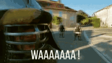 a man wearing a helmet with the words waaaaaaa written on it