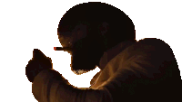 a man with a beard is smoking a cigar with a white background