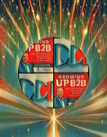 an advertisement for growing up b2b shows a man in a suit and tie