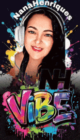 a poster for nana henriques vibe with a woman wearing headphones on it