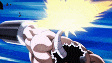 a cartoon character with horns is holding a bullet