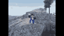 a roblox character is standing on top of a large rock with the name fighter-122 written on the bottom