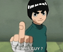 a cartoon character giving the middle finger with the caption this guy