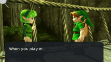 two video game characters are standing next to each other