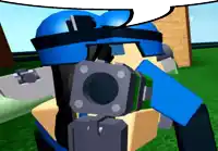 a cartoon character with a blue helmet and a camera