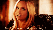 I'M Hungry GIF - Thevampirediaries Caroline I Cant Stop Eating GIFs
