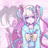 a pixel art drawing of a girl with the name yama