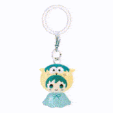 a cartoon character is surrounded by flames with a key chain hanging from it