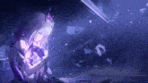 a girl in a purple dress with a flower on her head