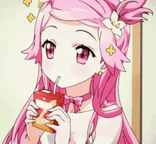 Anime Sipping Juice GIF - Anime Sipping Juice Snack Time GIFs